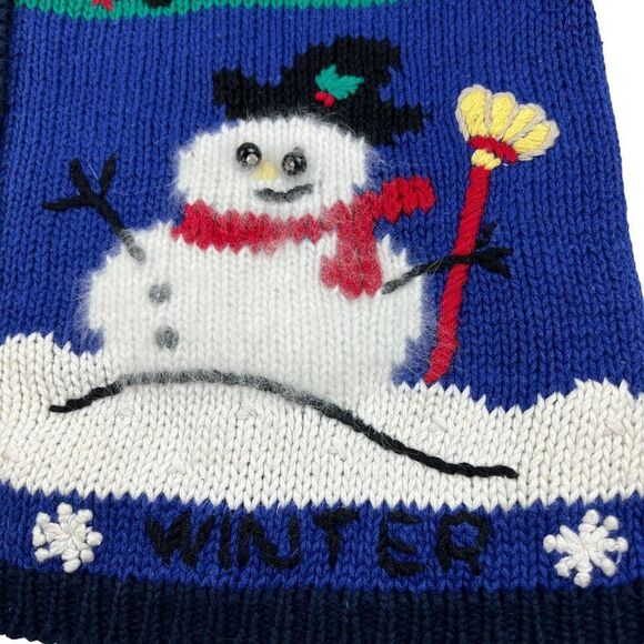 Christopher & Banks Vintage Hand Embroidered Four Seasons Wool Sweater Vest Sz L - Picture 9 of 16